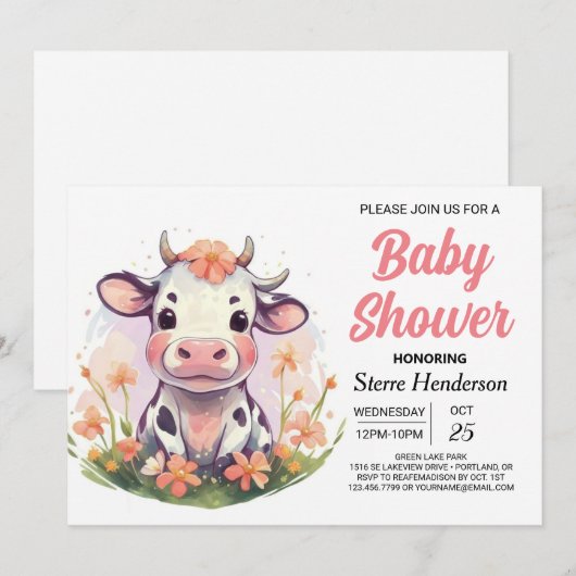 Elegante Magische Barnyard Digitale Koe Baby showe Kaart (Voorkant / Achterkant)