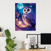 Elegante Magische Comic Uil AI Kunst Poster (Thuiskantoor)