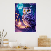 Elegante Magische Comic Uil AI Kunst Poster (Keuken)