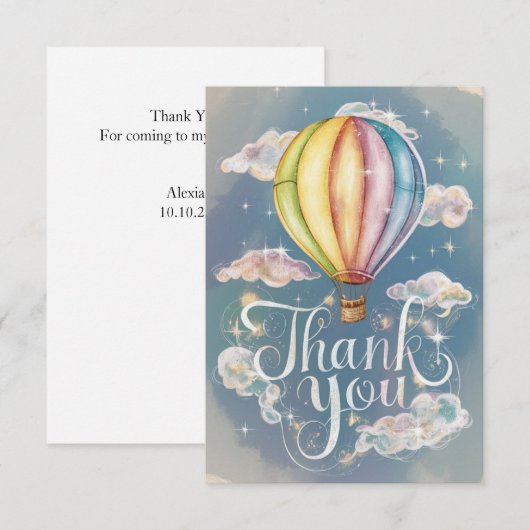 Elegante magische heteluchtballon bedankkaart (Voorkant / Achterkant)