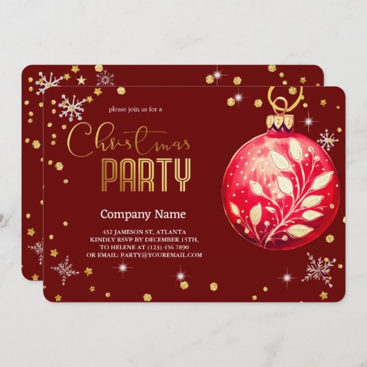 Elegante magische kerst rode Ornamenten Kaart (Voorkant / Achterkant)