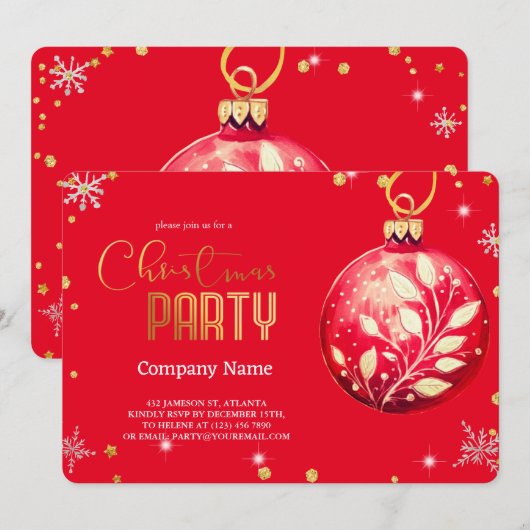 Elegante magische kerst rode Ornamenten Kaart (Voorkant / Achterkant)