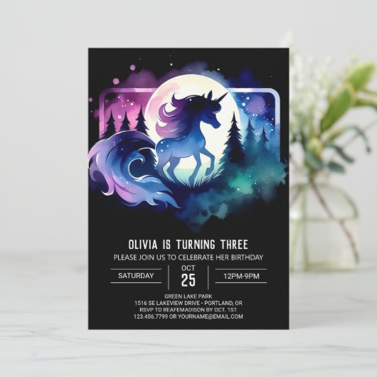 Elegante magische paardenverjaardag kaart (Staand voorkant)