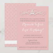 Elegante Magische Prinses Roze Tiara Uitnodigen Kaart (Voorkant / Achterkant)