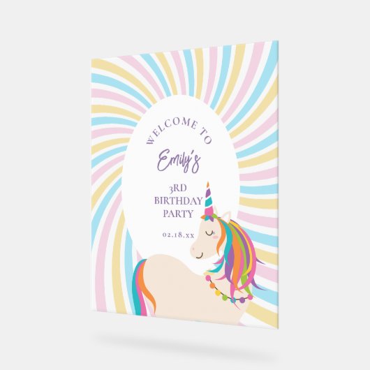 Elegante Magische Regenboog Eenhoorn Verjaardag We Acryl Bord (Hoek)