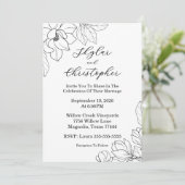 Elegante Magnolia Black bruiloft uitnodiging (Staand voorkant)