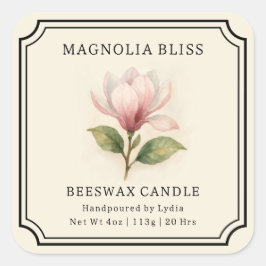 Elegante Magnolia Bliss Bijenwas Kaars Business Vierkante Sticker