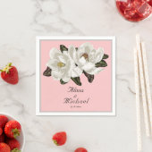 Elegante Magnolia bloeit op roze Servet (Insitu)