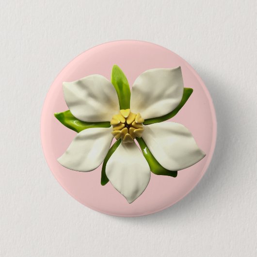 Elegante Magnolia Bloem Bruiloft cadeau Toevoegen  Ronde Button 5,7 Cm (Voorkant)