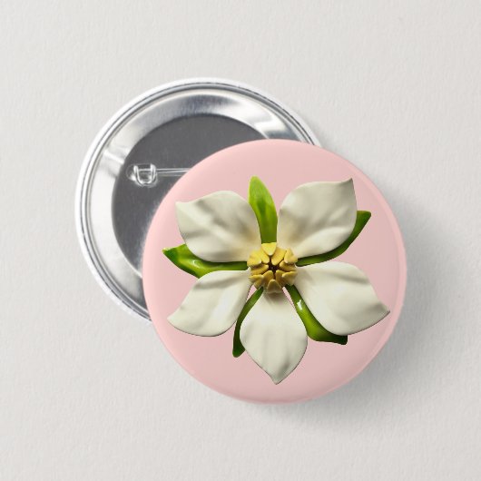 Elegante Magnolia Bloem Bruiloft cadeau Toevoegen  Ronde Button 5,7 Cm (Voorkant /achterkant)