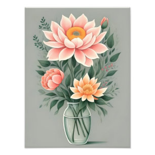 Elegante Magnolia Bloem in Cream Vaas Foto Afdruk