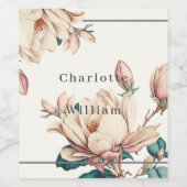 Elegante magnolia bloem wijn etiket (Enkel label)