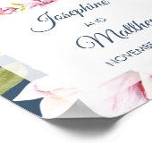 Elegante Magnolia Bloemen Bruiloft Welkomstbord Poster (Hoek)