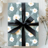 Elegante Magnolia Bloemen Witte Polka Dot Cadeaupapier
