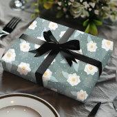 Elegante Magnolia Bloemen Witte Polka Dot Cadeaupapier