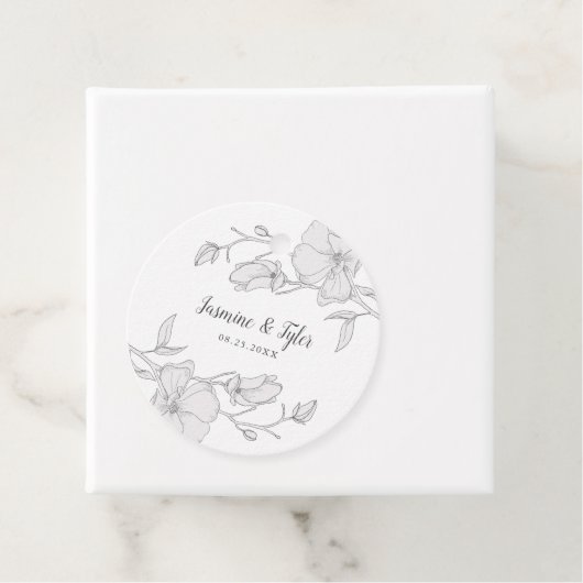 Elegante Magnolia Bloemen Zomer Bruiloft Bedankjes Labels (In situ)