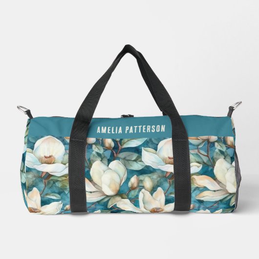 Elegante Magnolia bloemenpatroon gepersonaliseerde Plunjezak (Voorkant)