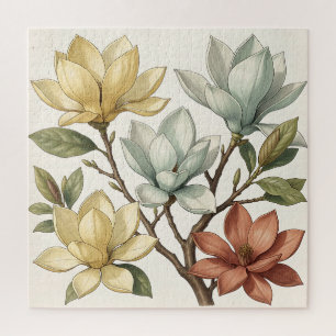 Elegante Magnolia Bloesems Crème Geel Terracotta Legpuzzel