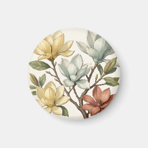 Elegante Magnolia Bloesems Crème Geel Terracotta Magneet