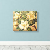 Elegante Magnolia Bloesems Muurkunst Canvas Afdruk (Insitu (Houten vloer))