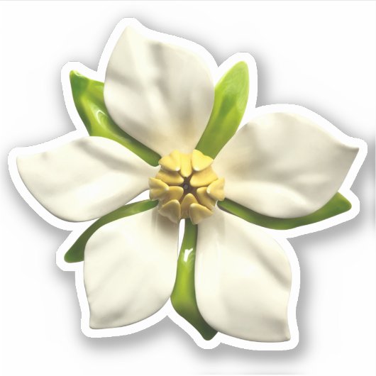 Elegante Magnolia Blossom Bloem Bruiloft Sticker (Voorkant)