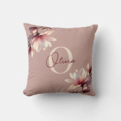 Elegante Magnolia Blush Monogram Kussen (Voorkant)