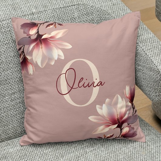 Elegante Magnolia Blush Monogram Kussen