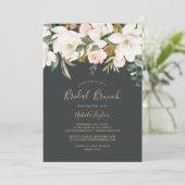 Elegante Magnolia | Bruidsbrunch in Zwart en Wit Kaart (Staand voorkant)