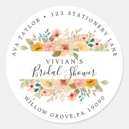 Elegante Magnolia Bruidsfeest Retouradres Stic Ronde Sticker