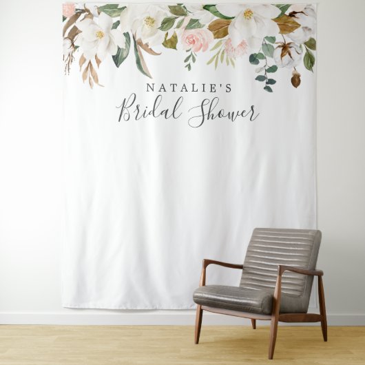 Elegante Magnolia Bruiloft Feest Fotoprop Backdrop Wandkleed (In situ)