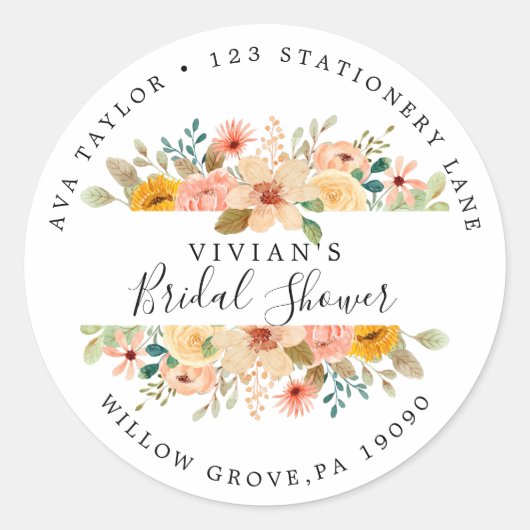 Elegante Magnolia Bruiloft Return Address Sticker (Voorkant)