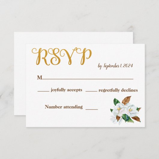 Elegante Magnolia bruiloft RSVP Kaart (Voorkant / Achterkant)