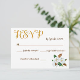 Elegante Magnolia bruiloft RSVP Kaart