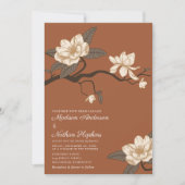 Elegante  Magnolia bruiloft Terracotta Kaart (Voorkant)