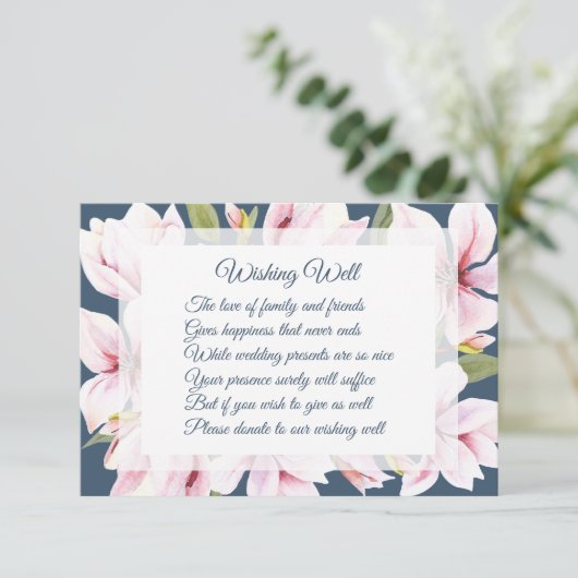 Elegante Magnolia bruiloft Wishing Well Kaarten (Staand voorkant)