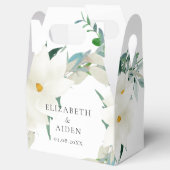 Elegante Magnolia bruiloft wit Bedankdoosjes (Geopend)