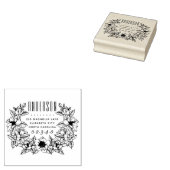 Elegante Magnolia Custom Familienaam Retouradres Rubberstempel (Gestempeld)