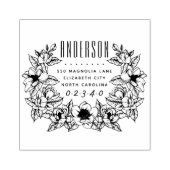 Elegante Magnolia Custom Familienaam Retouradres Rubberstempel (Afrduk)