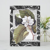 Elegante Magnolia Damask Southern Belle bruiloft Kaart (Staand voorkant)