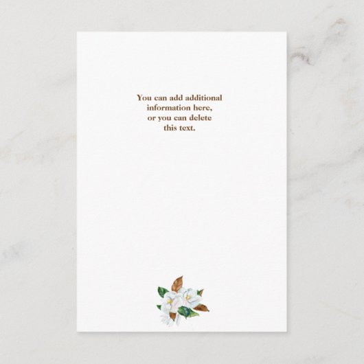 Elegante Magnolia Details Behuizing Kaart (Achterkant)