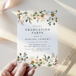 Elegante Magnolia en Blush Bloemengraadseierfeest Kaart