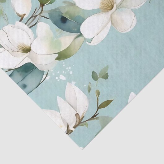 Elegante Magnolia en groene Garland Tissuepapier (Detail)