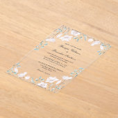 Elegante Magnolia Eucalyptus Bloemenbruiloft Acryl Uitnodigingen (Laagn)