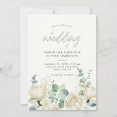 Elegante Magnolia Eucalyptus Bruiloft Details en Kaart (Voorkant)