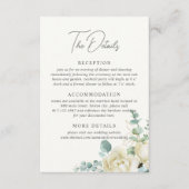 Elegante Magnolia Eucalyptus bruiloft details Informatiekaartje (Voorkant)