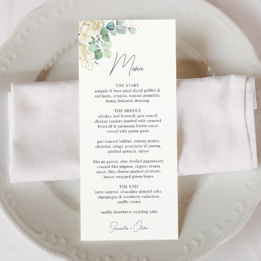 Elegante Magnolia Eucalyptus bruiloft Menu