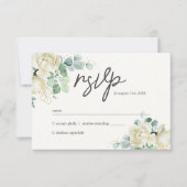 Elegante Magnolia Eucalyptus bruiloft RSVP Kaartje (Voorkant)