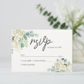 Elegante Magnolia Eucalyptus bruiloft RSVP Kaartje (Staand voorkant)