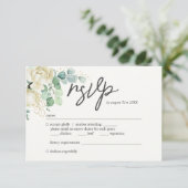 Elegante Magnolia Eucalyptus bruiloft RSVP Kaartje (Staand voorkant)
