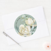 Elegante Magnolia Eucalyptus Dank u bruiloft Ronde Sticker (Envelop)